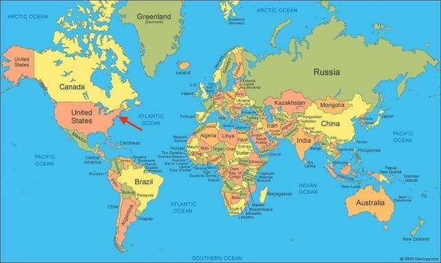Long Island location on world map