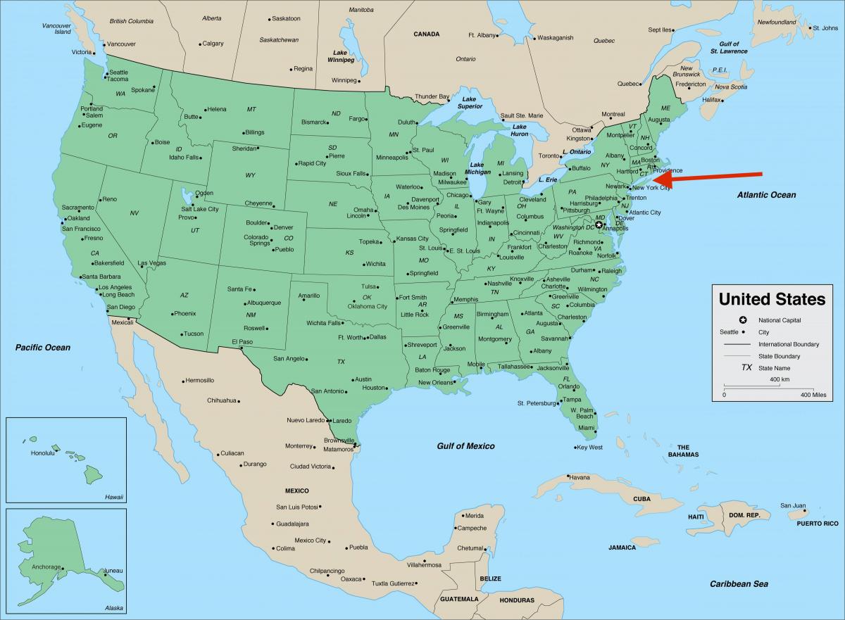 Long Island on New York - USA map