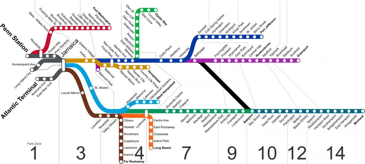 Long Island subway station map